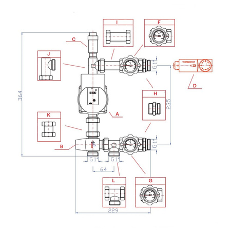 Grupa pompowa RUMET W40 VTA372 Kvs 2,3