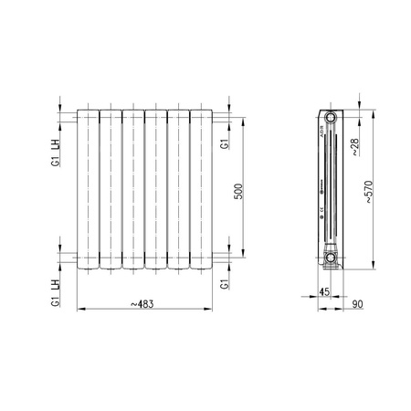 Grzejnik aluminiowy ADR 500/6 czarny