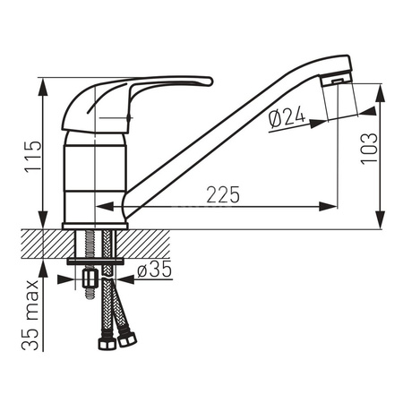 Bateria zlewozmywakowa stojąca FERRO VASTO, kolor chrom