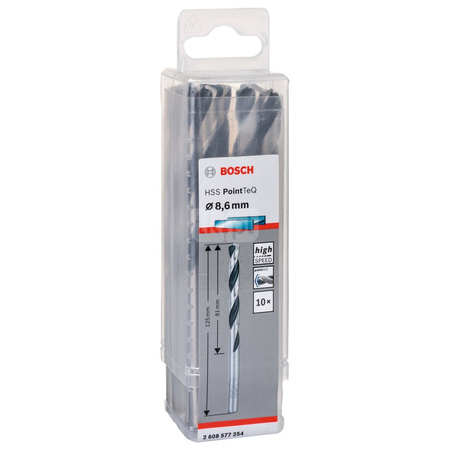 WIERT. HSS POINTTEQ 8.6MM 10PC