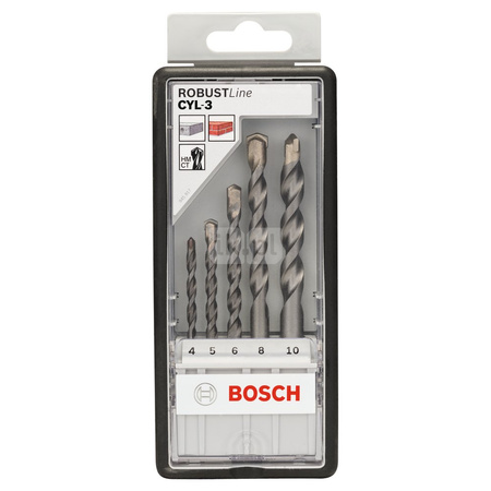 5-częściowy zestaw Wierteł do betonu Robust Line CYL-3 4, 5, 6, 8, 10 mm