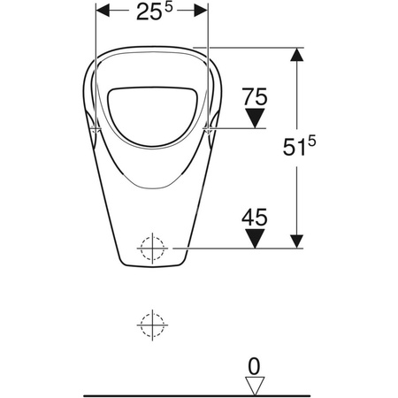 Pisuar Geberit Aller, dopływ u góry, odpływ do tyłu lub w dół