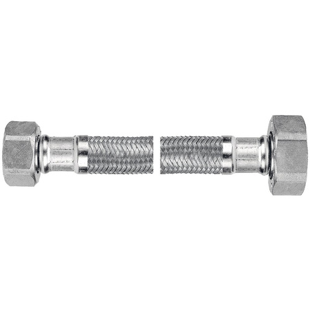 Wąż przyłączeniowy elastyczny FERRO z oplotem (stal), gw x gw, 1/2'' x 3/4'', długość 70 mm