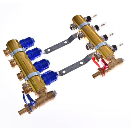 Rozdzielacz do ogrzewania podłogowego QIK Optimo MAGNET III - RMSZT-2-50-M 11-obieg. mosiądz gw 1'' x gz 3/4'' + przepływomierz