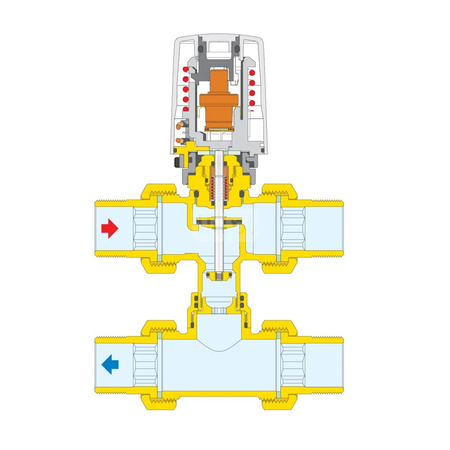 Siłownik termoelektryczny z montażem przy użyciu szybkozłącza, z przyłączem wciskowym i mikroprzełącznikiem pomocniczym 24 V