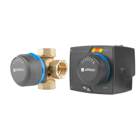 Zawór obrotowy czterodrogowy AFRISO ARV 482 ProClick, mieszający, Siłownik elektryczny ARM 343 ProClick, DN 20