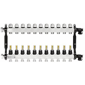 Rozdzielacz do ogrzewania podłogowego AFRISO ProCalida VA 1C 11-obieg. stal nierdzewna GZ 1'' x Euroconus 3/4''