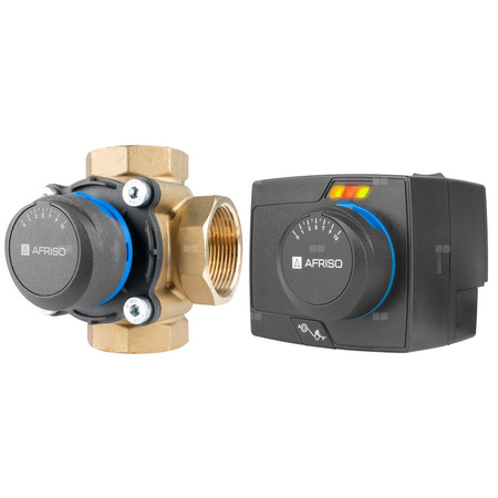 Zawór obrotowy czterodrogowy AFRISO ARV 486 ProClick, mieszający, Siłownik elektryczny ARM 343 ProClick, DN 40