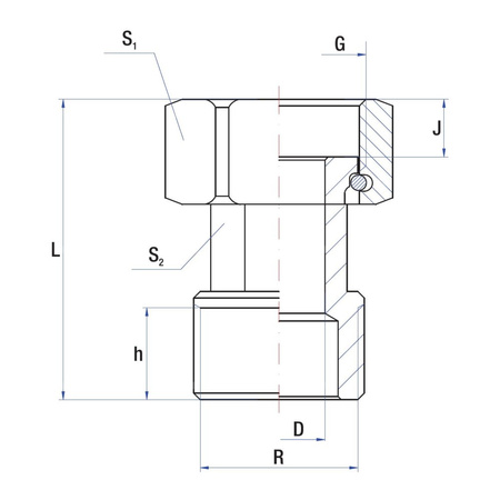 Śrubunek RUMET mosiądz 1/2'' x 1/2'' (GW x GZ), 42.5 mm
