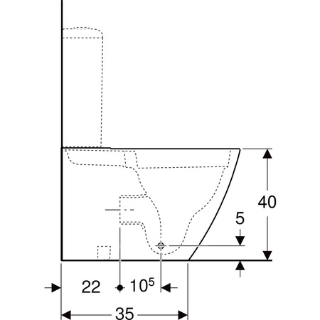 Stojąca miska WC Geberit iCon Square do spłuczki nasadzanej, ceramiczna muszla toaletowa, przylegająca do ściany, kryte mocowani