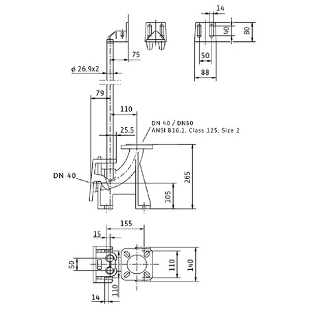 Stopa sprzęgająca żeliwo dł.150mm szer.260mm WILO