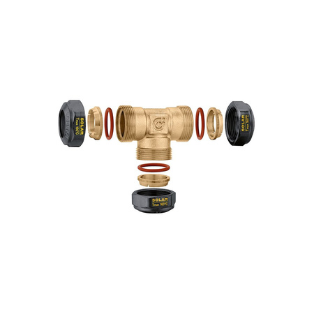 Trójnik, skręcany, uszczelka O-Ring do instalacji solarnych O 22