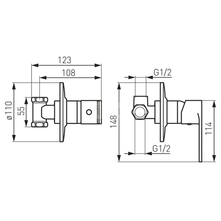Bateria podtynkowa FERRO ALGEO 1-funkcyjna, kolor chrom