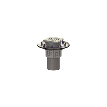 Wpust Practicus DN 100, odpł. pionowy, z koł. docisk., z kratką/ramą nierdz. 120x120 .