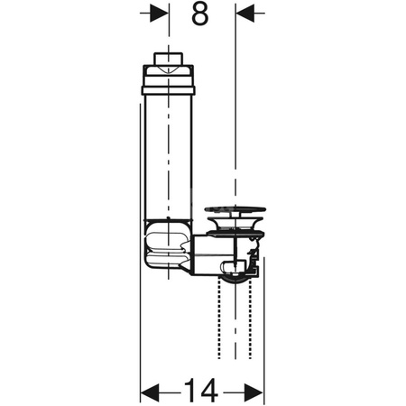 Odpływ umywalkowy Geberit Clou, model oszczędzający przestrzeń, uruchamiany za pomocą dźwigni, z pokrywą odpływu, d32