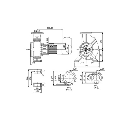 Pompa obiegowa Wilo-CronoBloc BL 32/180.1-0,37/4 dławnicowa o konstrukcji blokowej z przyłączem kołnierzowym. Wszechstronne zastosowanie. Powłoka kataforetyczna wszystkich elementów żeliwnych zapewnia wysoką odporność na korozję i trwałość.