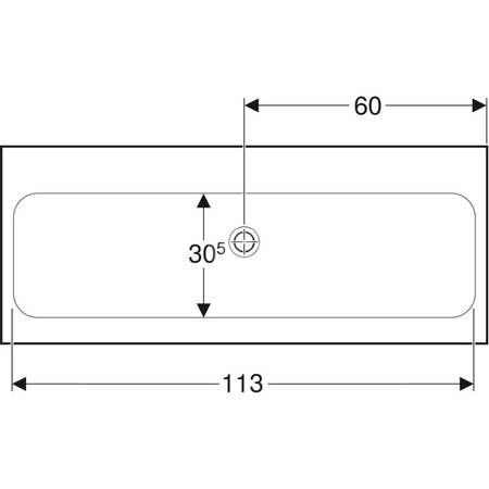 Umywalka GEBERIT iCon Light 2-stanowiskowa prostokątna, biała, 1200mm, bez otworu na baterię, bez odpływu przelewowego, półka od ściany