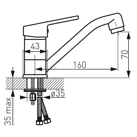 Bateria umywalkowa stojąca FERRO SMILE, chrom, obrotowa