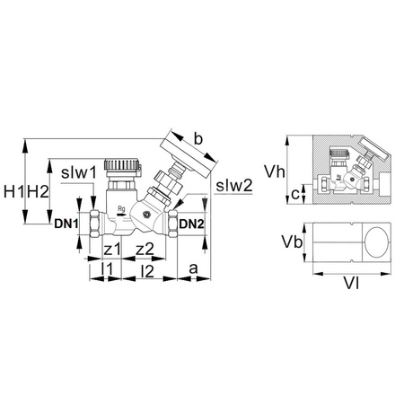 Zawór Thermo DN25 GW, 50-60st C z izolacją i termometrem