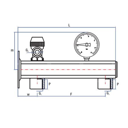 Grupa bezpieczeństwa RUMET c.w.u. G 3/4 x G 1/2 mosiądz