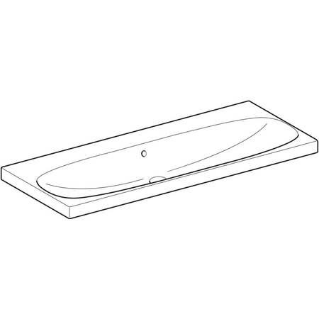 Umywalka GEBERIT Acanto prostokątna, biała, 1200mm, bez otworu na baterię, z odpływem przelewowym, półka od ściany