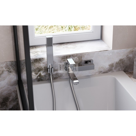 ZICCO bateria wannowa, z zestawem natryskowym, składana wylewka, chrom