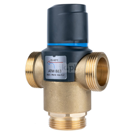 Zawór regulacyjny termostatyczny do wody ciepłej AFRISO ATM 883 mosiądz GZ 1 1/4'', DN 25, zakres temp. 35-60'C, Kvs 4.2 m3/h, maksymalna temperatura 110'C, maksymane ciśnienie 10 bar