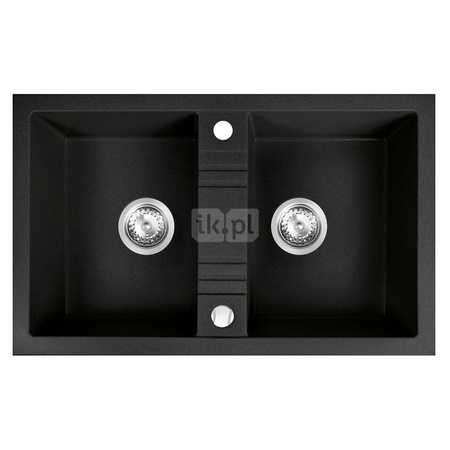MEZZO II zlewozmywak granitowy 2-komorowy 48/78, grafit