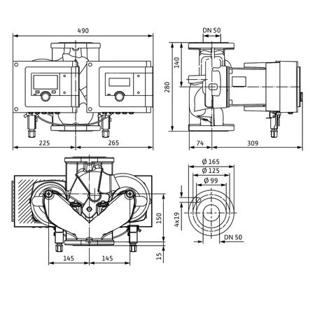 Pompa obiegowa WILO Stratos MAXO-D 50/0,5-12-R7 PN6/10 1x230 V 50/60 Hz, PN 6/10bar
