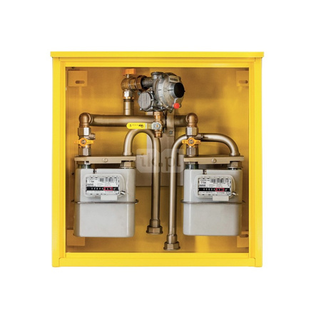 Punkt redukcyjno-pomiarowy na 2 gazomierze G4, w skrzynce metalowej 600x600x250 - żółty
