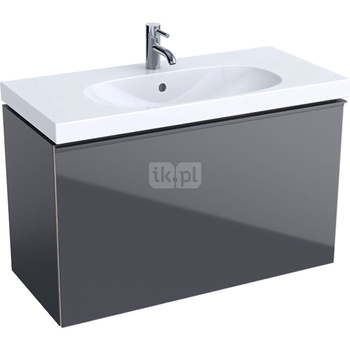 Dolna szafka pod umywalkę Acanto, B90, z 1 szufladą i 1 szufladą wewnętrzną, krótka, syfon oszczędzający przestrzeń, lava mat