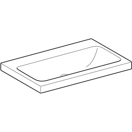 Umywalka GEBERIT iCon Light prostokątna, biała, 750mm, bez otworu na baterię, stawiana na blat, bez odpływu przelewowego, półka od ściany