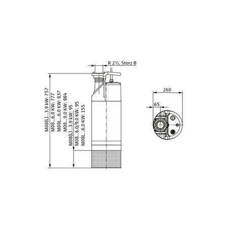 Pompa zanurzeniowa do ścieków WILO Padus PRO M08/T060-540 aluminium 3 x 400 V, moc 6.9 W 50 Hz