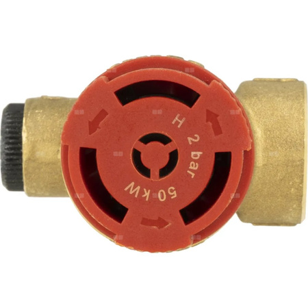 Zawór przelewowy AFRISO MS z wyjściem na manometr mosiądz 2 bar GZ x GW 1/2'' x 3/4''