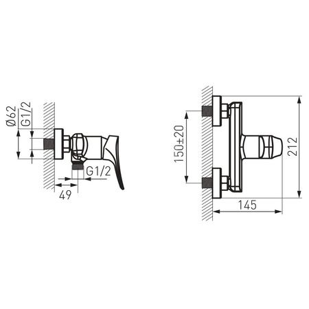 Bateria natryskowa ścienna FERRO ESPACIO, kolor chrom