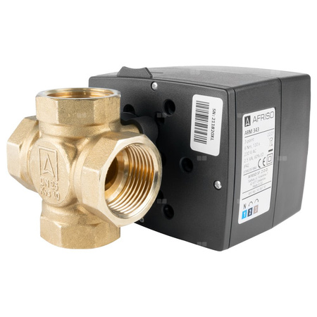 Zawór obrotowy czterodrogowy AFRISO ARV 484 ProClick, mieszający, Siłownik elektryczny ARM 343 ProClick, DN 25