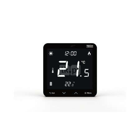 Bezprzewodowy zasilany 230V regulator pokojowy dwustanowy (panel przedni ze szkła) czarny, model ST-297z v2