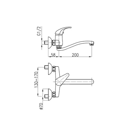 Bateria zlewozmywakowa ścienna KFA Armatura BARYT, kolor chrom, mosiądz