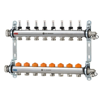 Rozdzielacz ogrzewania podłogowego Dynacon z automatyczną regulacją przepływu 8 obwodów