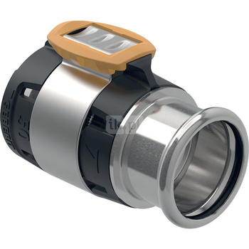 Złączka przejściowa GEBERIT FlowFit, stal crnimo 1.4401, 50 mm x 42 mm (łącznik zaprasowywany x mufa zaprasowywana)