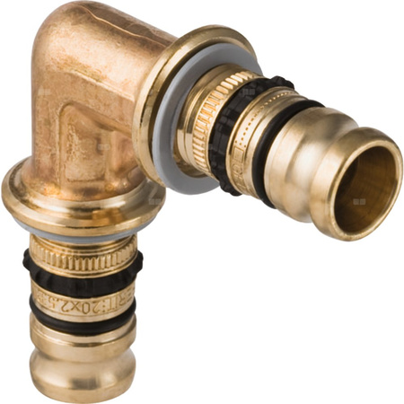 Kolano 90' GEBERIT Mepla, mosiądz, 16 mm, DN 12 x 16 mm x DN 12 (końcówka wciskowa x końcówka wciskowa)