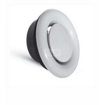 Anemostat wywiewny DN125 biały, z ramką montażową