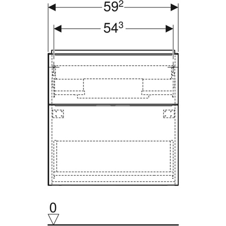 Szafka pod umywalkę iCon, z dwoma szufladami, krótka 59,2 cm x 61,5 cm x 41,6 cm biały / lakierowany matowy, biały / matowy