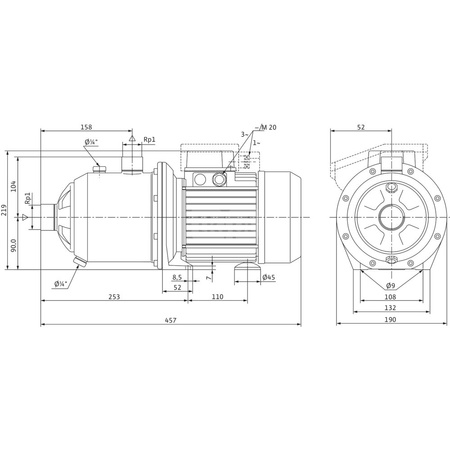 Samozasysająca pompa do zaopatrzenia w wodę Wilo-MultiCargo MC 604-DM do domu i ogrodu. Silnik 3~400V, Idealna jako pompa podstawowa do wykorzystania wody deszczowej. Korpus pompy ze stali nierdzewnej, cicha praca