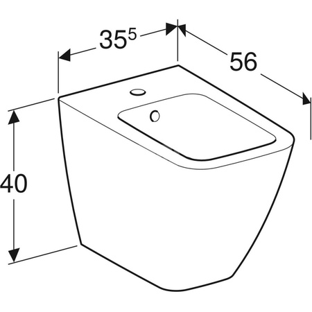 Standardowy bidet Geberit iCon Square przylegający do ściany