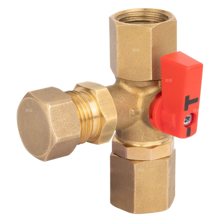 Zawór manometryczny 3-drogowy AFRISO AMC mosiądz Dźwignia, nakrętka x nakrętka, 1/2'' x 1/2'', kl. PN25