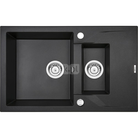 Deante Andante Zlewozmywak 1,5-komorowy z krótkim ociekaczem - grafitowy metalik