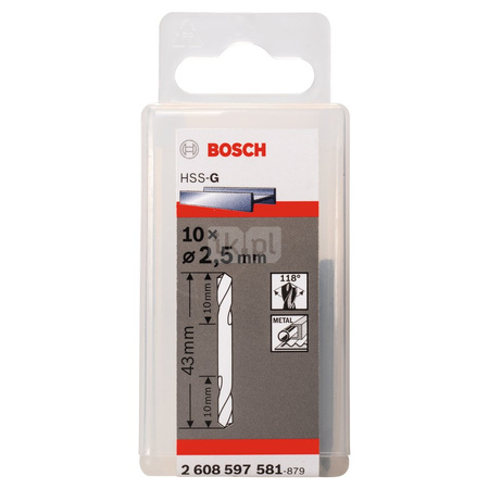 WIERTŁO HSS-G 2,5X43 10PC