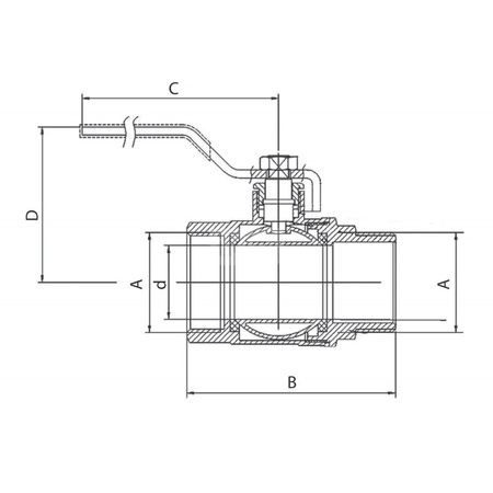Zawór kulowy FERRO Normal 3/8'' GZ x GW, uchwyt: dźwignia