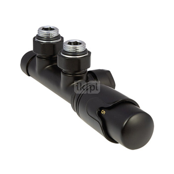 PHA-036CM Zestaw termostatyczny kątowy z nastawą wstępną do podłączenia grzejnika czarny mat